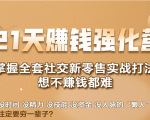21天赚钱强化营，掌握全套社交新零售实战打法，赚回N倍学员-逐风项目库