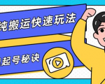 团队内部课程，短视频纯搬运快速玩法，批量快速起号的秘诀-逐风项目库