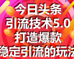 今日头条引流技术5.0，市面上最新的打造爆款稳定引流玩法，轻松100W+阅读-逐风项目库