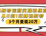 视频号运营实操训练营：从0到1玩赚视频号，3个月变现20万-逐风项目库