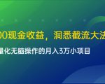 单日500现金收益，洞悉截流大法，一个批量化无脑操作的月入3万小项目-逐风项目库