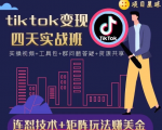 tiktok变现四天实战班，连怼技术+矩阵玩法赚美金！价值998元-逐风项目库