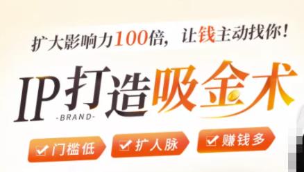 IP打造吸金术：0基础0资源，也能扩大影响力100倍，让钱主动找你！-逐风项目库