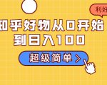 知乎好物从0开始到日入100，超级简单的玩法分享，新人一看也能上手操作-逐风项目库