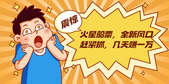 火星船票，全新风口赶紧抓，几天赚一万+摆地摊卖尾货月入一万（5个项目）-逐风项目库