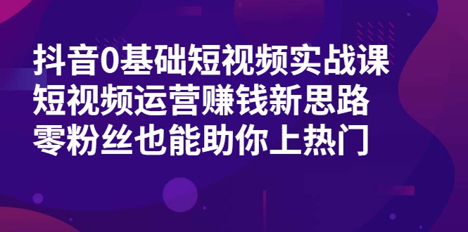 抖音0基础短视频实战课，短视频运营赚钱新思路，零粉丝也能助你上热门-逐风项目库