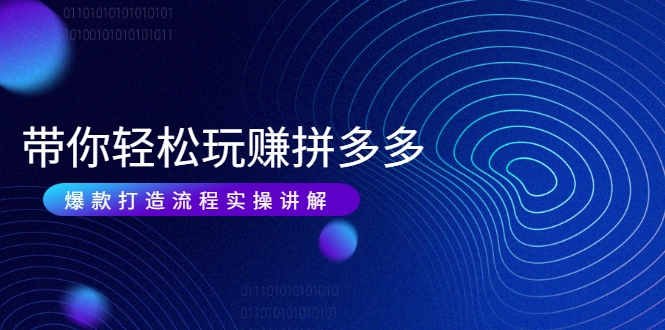 带你轻松玩赚拼多多：花的少 赚的多 爆款更简单 爆款打造流程实操讲解-逐风项目库