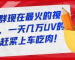 淘宝店群现在最火的视频玩法，一天几万UV的玩法，赶紧上车吃肉-逐风项目库