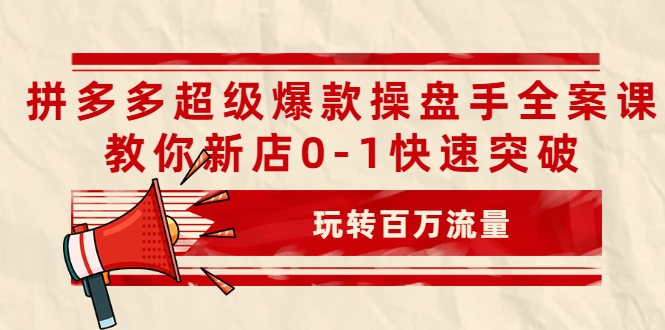 拼多多超级爆款操盘手全案课，教你新店0-1快速突破，玩转百万流量-逐风项目库