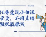 全民任务变现小白课，不用带货，不用直播，拍视频就能赚钱-逐风项目库