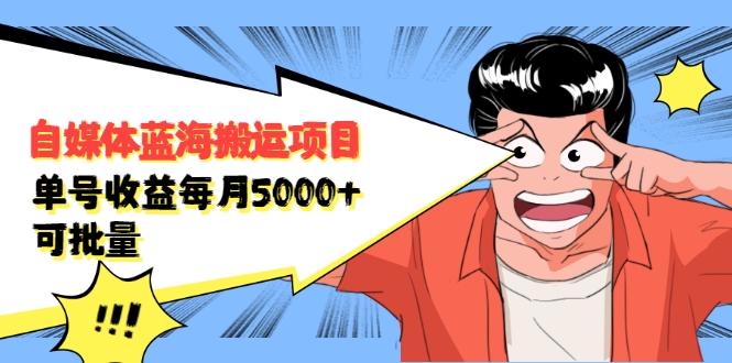 自媒体蓝海搬运项目：单号收益每月基本都可以达到5000+，可批量-逐风项目库