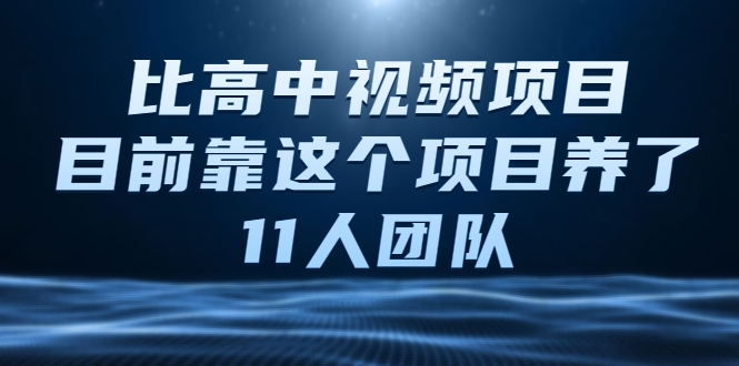 比高中视频项目，目前靠这个项目养了11人团队【视频课程】-逐风项目库