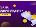 大王·怎么通过百度爱采购赚钱，已经通过百度爱采购完成200多万的销量-逐风项目库