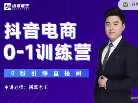诸葛老王抖音电商0-1训练营，从0开始轻松破冷启动，引爆直播间-逐风项目库