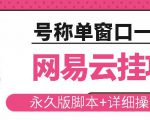 网易云挂机项目云梯挂机计划，永久版脚本+详细操作视频-逐风项目库