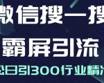 微信搜一搜霸屏引流课，打造被动精准引流系统，轻松日引300行业精准粉-逐风项目库