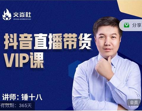 锤十八-抖音直播带货VIP课，专注直播带货有效盈利模式-逐风项目库