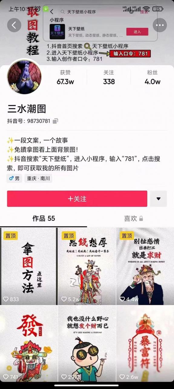 国潮壁纸变现项目，新手可操作日赚200+【素材+软件+教程】-逐风项目库