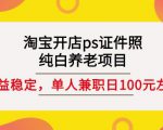 淘宝开店ps证件照，纯白养老项目，单人兼职稳定日100元(教程+软件+素材)-逐风项目库