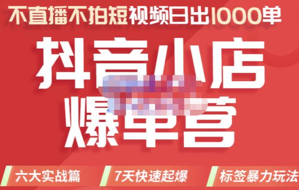 推易电商·2022年抖音小店爆单营，不直播、不拍短视频、日出1000单，暴力玩法-逐风项目库