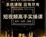 短视频高手实操课：账号+运营+直播，从入门到精通，系统课程，应有尽有-逐风项目库