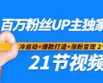百万粉丝UP主独家秘诀：冷启动+爆款打造+涨粉变现2个月12W粉（21节视频课)-逐风项目库
