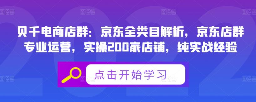 贝千电商店群：京东全类目解析，京东店群专业运营，实操200家店铺，纯实战经验-逐风项目库