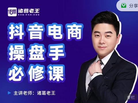 诸葛老王-抖音电商操盘手必修课：顶层设计，​起号破局，爆款运营，数据分析-逐风项目库