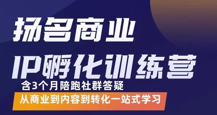 杨名商业IP孵化训练营，从商业到内容到转化一站式学 价值5980元-逐风项目库