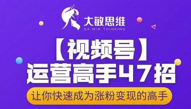 大敏思维-视频号运营高手47招，让你快速成为涨粉变现高手-逐风项目库