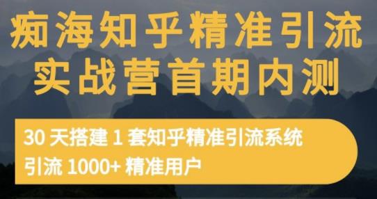 痴海知乎精准引流实战营1-2期，30天搭建1套知乎精准引流系统，引流1000+精准用户-逐风项目库