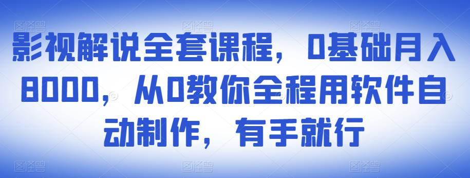 影视解说全套课程，0基础月入8000，从0教你全程用软件自动制作，有手就行-逐风项目库