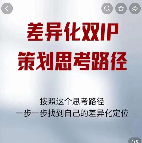 差异化双IP策划思考路径，解决短视频流量+变现问题（精华笔记）-逐风项目库