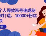小红书个人爆款账号速成秘籍，爆款打造、10000+粉丝引流秘诀-逐风项目库