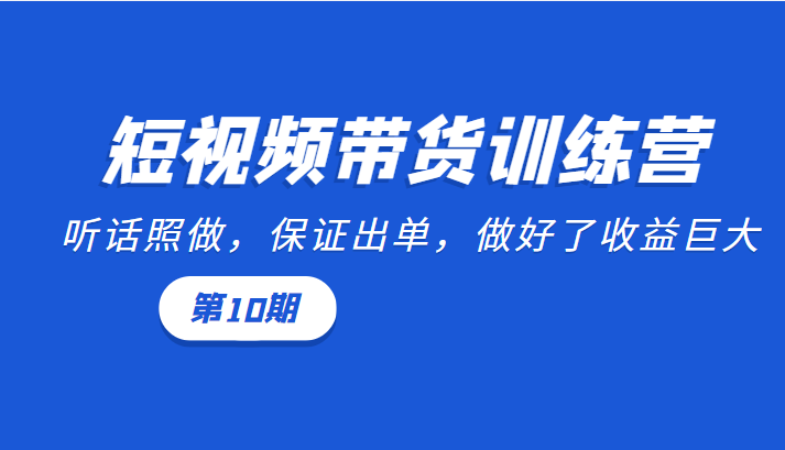 短视频带货训练营：听话照做，保证出单，做好了收益巨大（第10期）-逐风项目库