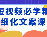短视频必学精细化文案课，提升你的内容创作能力、升级迭代能力和变现力（价值333元）-逐风项目库