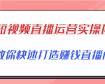 短视频直播运营实操班，直播带货精细化运营实操，教你快速打造赚钱直播间-逐风项目库