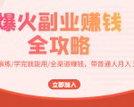 爆火副业赚钱全攻略：实打实演练/学完就能用/全渠道赚钱，带普通人月入３万元-逐风项目库