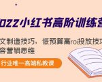2022小红书高阶训练营：爆文制造技巧，低预算高roi投放技巧，内容营销思维-逐风项目库
