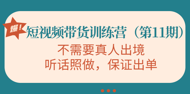 视频带货训练营，不需要真人出境，听话照做，保证出单（第11期）-逐风项目库