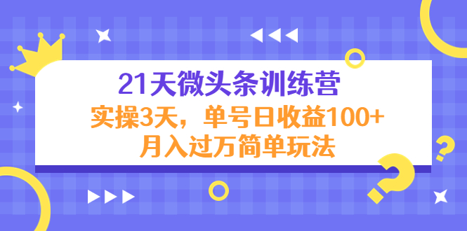 21天微头条训练营，实操3天，单号日收益100+月入过万简单玩法-逐风项目库