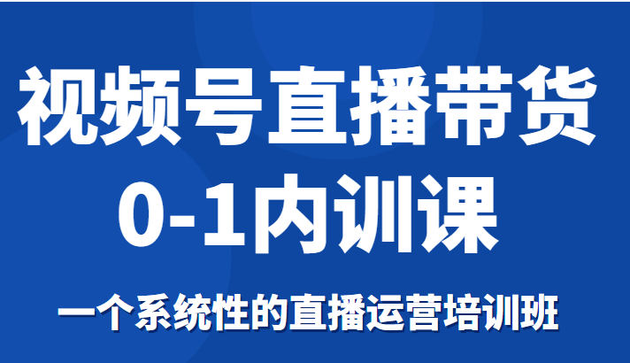 视频号直播带货0-1内训课，一个系统性的直播运营培训班-逐风项目库