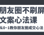 朋友圈不刷屏文案心法课 人人都要懂的商业逻辑 从0~1教你朋友圈成交心法-逐风项目库
