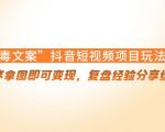 “毒文案”抖音短视频项目玩法，小程序拿图即可变现，复盘经验分享给大家-逐风项目库