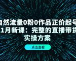 自然流量0粉0作品正价起号11月新课：完整的直播带货实操方案-逐风项目库