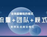 王冲老师《流量+团队+模式》商业模式实战课，全网最赚钱的模式-逐风项目库