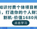 知识付费个体项目孵化器，打造你的个人财富收割机-价值1680元-逐风项目库