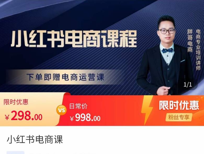 胖哥·小红书电商课程，解决小白做小红书电商时的困惑，让新人也一台手机也能做电商-逐风项目库