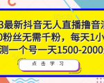2023最新抖音无人直播撸音浪项目，0粉丝无需千粉，每天1小时，实测一个号一天1500-2000元-逐风项目库