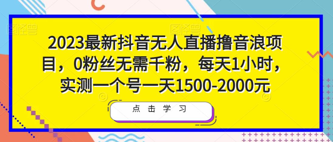 2023最新抖音无人直播撸音浪项目，0粉丝无需千粉，每天1小时，实测一个号一天1500-2000元-逐风项目库